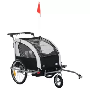 image of Reiten 2-In-1 2-Seater Kids Stroller & Bike Trailer - Black/White