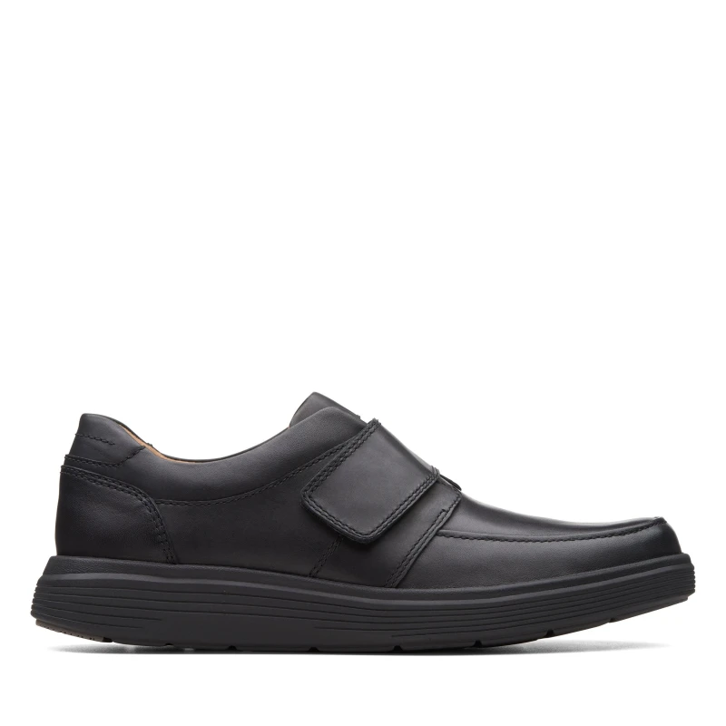 Image of Clarks Un Abode Strap Loafer Black Leather Loafers Black
