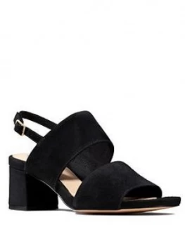 image of Clarks Sheer55 Sling Leather Block Heel Sandal - Black