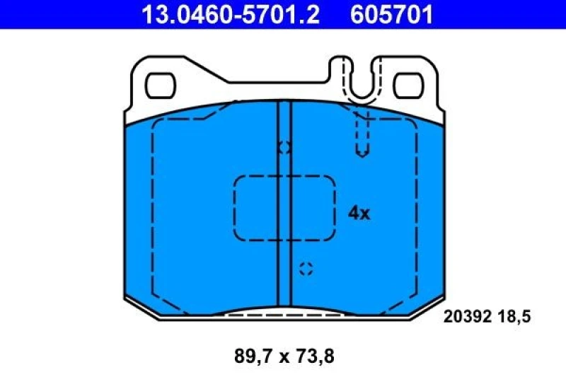 Image of ATE 13.0460-5701.2 Brake pad set excl. wear warning contact Brake Pad Set,disc brake (402)