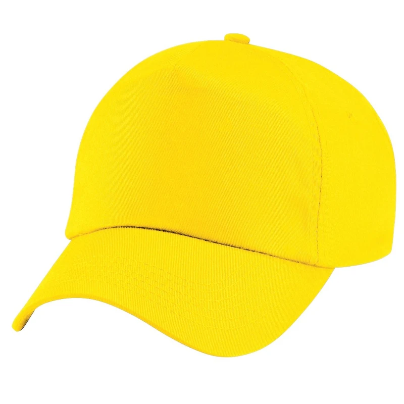 Image of Beechfield Plain Original 5 Panel Baseball Cap in Yellow Yellow Unisex One Size