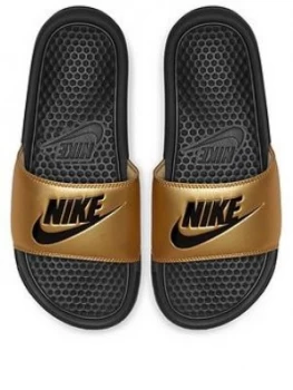 Image of Nike Benassi Jdi, Black/Gold, Size 4.5, Women