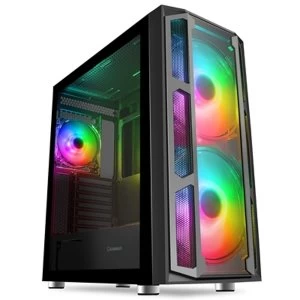 Image of GameMax F15G Full Tower 1 x USB 3.0 / 2 x USB 2.0 Tempered Glass Side & Front Window Panels Black Case with Addressable...