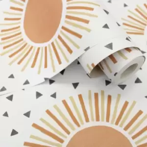 Image of Holden Decor Sunbeam White/Orange Wallpaper