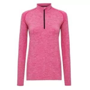 image of TriDri Womens/Ladies Seamless 3D Fit Multi Sport Performance Zip Top (L) (Pink)