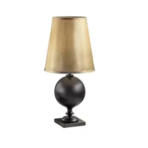 image of Terra Table Lamp With Round Tapered Shade Matt Black, Gold, E27