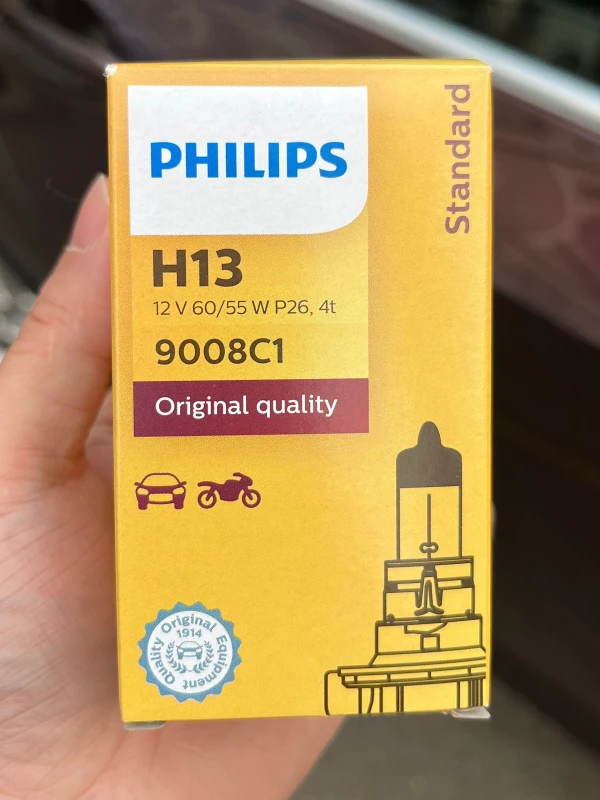 Image of Philips Vision H13 12V 60/55W P26t,4t Original Car Halogen Head Lamps 3200K Standard Replace Genuine High Low Beam 9008C1