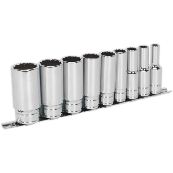 Image of Sealey 9 Piece 1/2" Drive Deep Bi Hexagon Socket Set Whitworth 1/2"