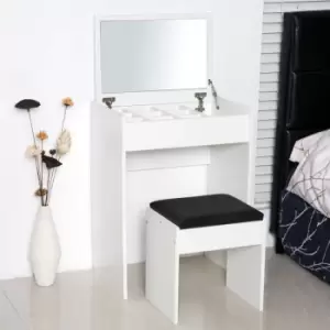 Image of Two Piece Dressing Table Set With Padded Stool Flip Up Mirror White