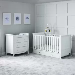 image of Ickle Bubba Snowdon Classic 2 Piece Furniture Set And Finest Mattress - White