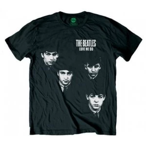 Image of The Beatles - Love Me Do faces Mens Large T-Shirt - Black