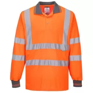 image of S277ORRM - sz m Hi-Vis Long Sleeved Polo - Orange - Orange - Portwest