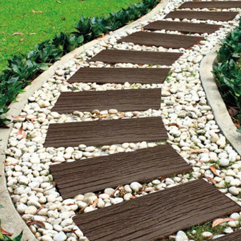 Image of Brown Stepping Stone Steps Rail Road Sleepers Eco Friendly Durable Recycled Rubber Tyre (2)