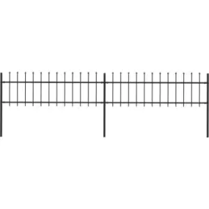 Image of Vidaxl - Garden Fence with Spear Top Steel 3.4x0.6 m Black Black