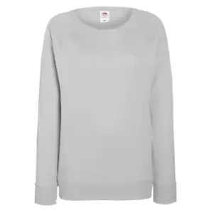 Image of Fruit OF The Loom Ladies Fitted Lightweight Raglan Sweatshirt (240 GSM) (XS) (Heather Grey)