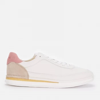 Image of Clarks Womens Craft Run Lace Trainers - White Rose Combi - UK 8