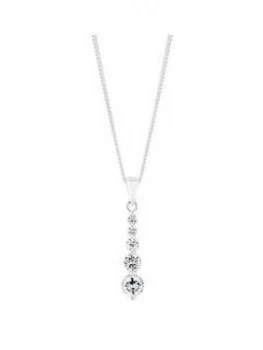 image of Simply Silver Sterling Silver Cubic Zirconia Graduated Drop Pendant Necklace