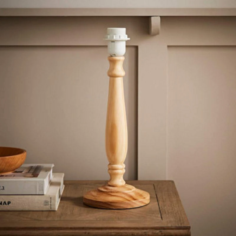 Image of ValueLights Victoria Traditional Wooden Stem Table Lamp Base Natural