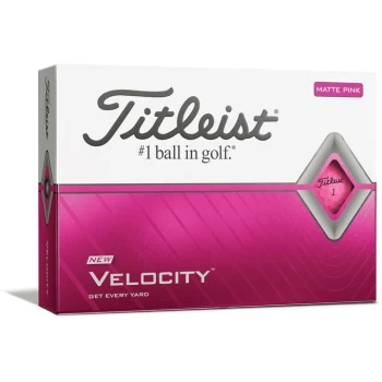 Image of Titleist Velocity 12 Pack Golf Balls - Matte Pink