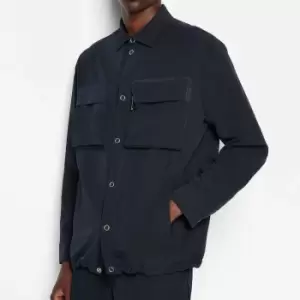 Image of Armani Exchange Seersucker Zip Pocket Long-Sleeved Shirt - XL