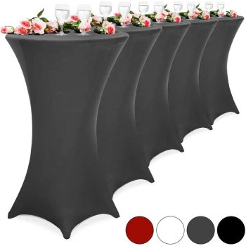 Image of 5x Fitted High Bar Cocktail Table Cloth Covers SPANDEX Lycra Stretch Wedding 5er Set Ø60cm / schwarz (de)