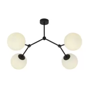 image of Space Black Globe Ceiling Light with White Glass Shades, 4x E14