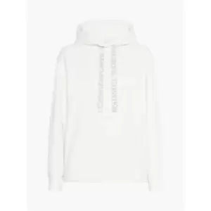 Image of Calvin Klein Jeans Logo Drawcord Hoodie - White