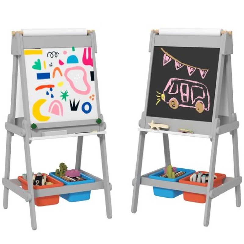 Image of AIYAPLAY Double Sided Art Easel for Kids with Paper Roll TJ Hughes Grey 5061025083954