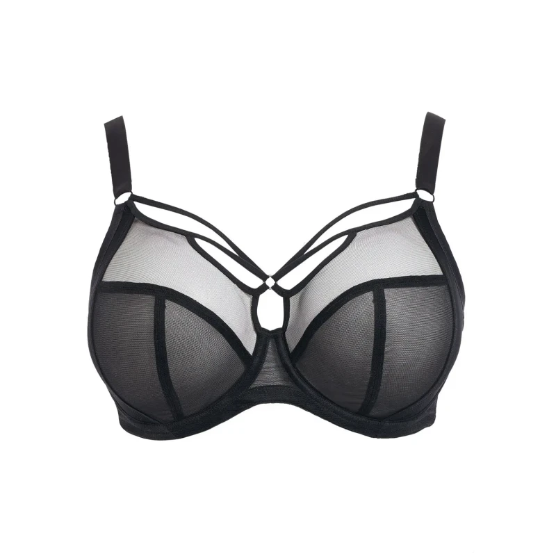 Image of Elomi Womens Sachi Side Support Plunge Bra in Black Size: 32H Black Female 32H