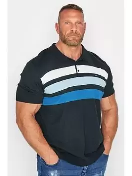 Image of BadRhino Stripe Knitted Polo Shirt - Blue Size XL, Men