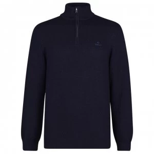 Image of Gant Half Zip Knit Top - Navy 433