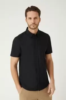 Image of Mens Black Short Sleeve Oxford Shirt