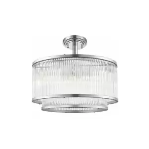 Image of Impex Antigua 5 Light Semi Flush Ceiling Light Chrome Crystal