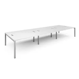 image of Bench Desk 6 Person Rectangular Desks 4800mm White Tops With Silver Frames 1600mm Depth Connex