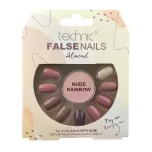 Image of Technic False Nails Almond Nude Rainbow