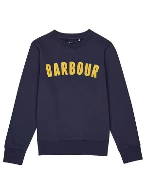 Image of Barbour Boys' Prep Logo Crew Neck Sweatshirt - Navy - L (10-11 Years)