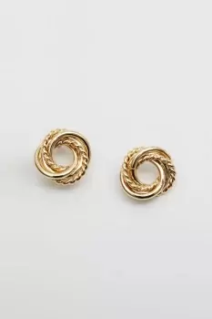 image of Gold Polished Rope Twist Oversized Knot Stud Earrings