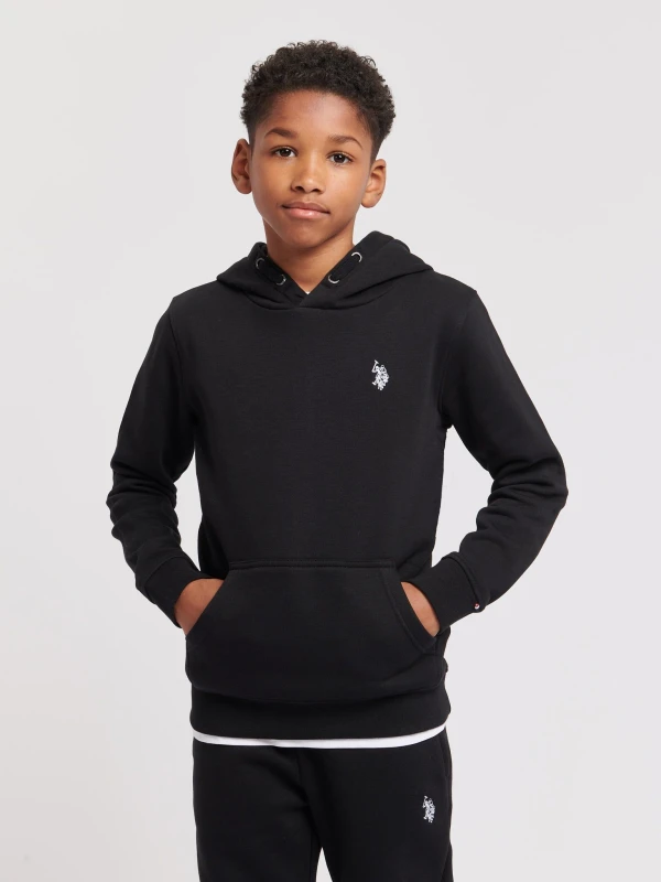Image of US Polo Assn Horsemen Brush Back Hoodie Childrens - Black 7 - 8 Years