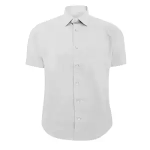 Image of Russell Collection Mens Short Sleeve Easy Care Fitted Shirt (15.5) (White)