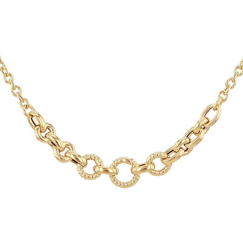 Image of Be You 9ct Gold Twisted and Polished Ring Centre Necklace Yellow Gold female 20in