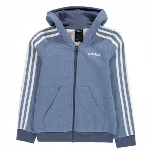 image of adidas Girls 3-Stripes Zip Track Top Hoodie - Tech Ink