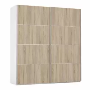 image of Verona Sliding Wardrobe 180Cm In White With Oak Effect Doors With 2 Shelves