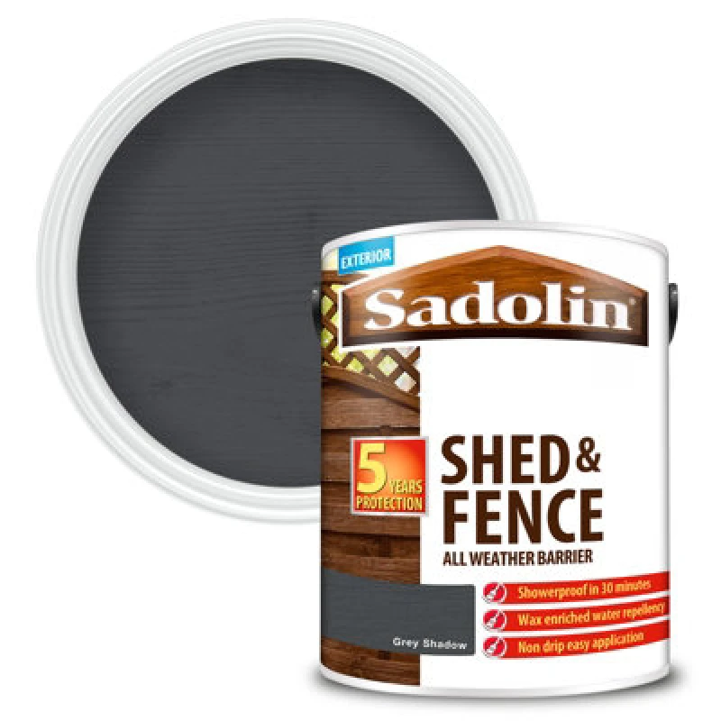 Image of Sadolin Shed And Fence Protector All Weather Barrier - Grey Shadow - 5L