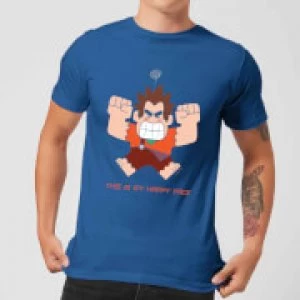 image of Wreck-it Ralph This Is My Happy Face Mens T-Shirt - Royal Blue - L