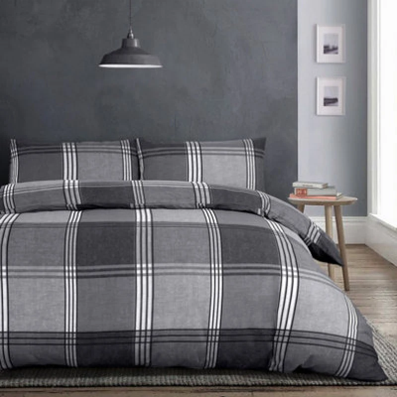 Image of Velosso Stylish Bedroom Decor Duvet Cover Set, Breathable Cotton Blend Bedding Ensemble With Button Enclosure, Easy Care - Slate Grey