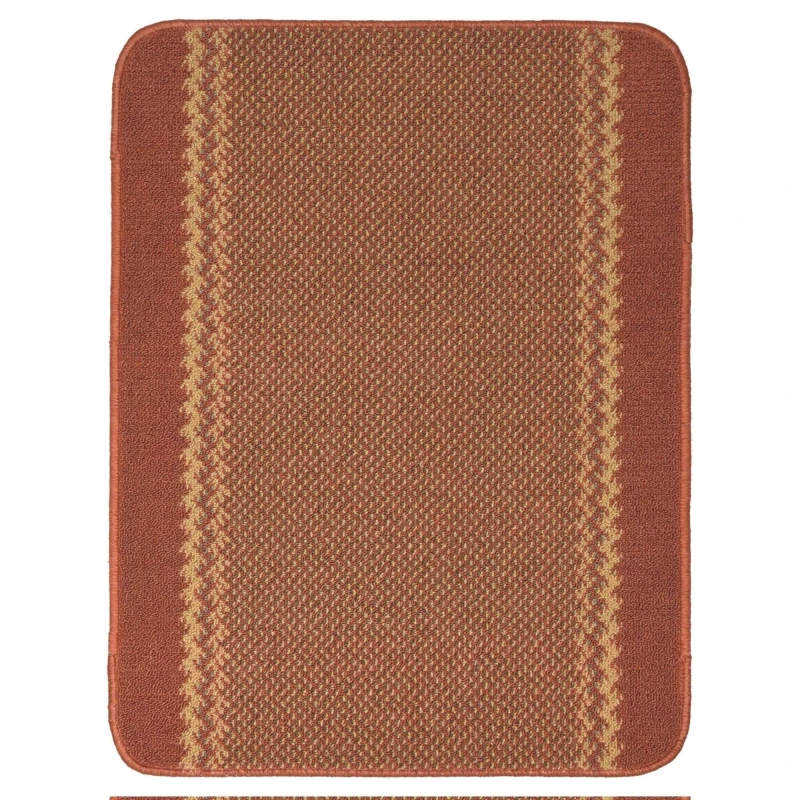 Image of THE RUGS Washable Designer Rugs & Mats Lined Bordered Design in Terra 116T in Burnt Orange Size: 100cm x 150cm Burnt Orange Unisex 100cm x 150