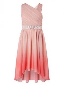 Monsoon Girls Abbey Dip Dye One Shoulder Prom Dress - Pink, Size 13 Years, Women