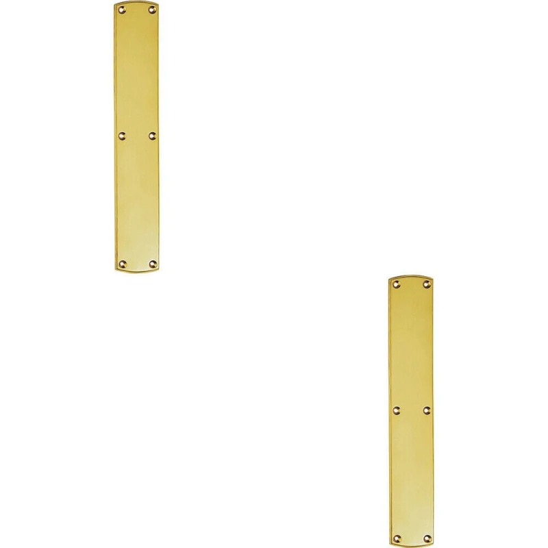 Image of Loops 2x Large Traditional Door Finger Plate 457 x 75mm Polished Brass Push Plate Metallics