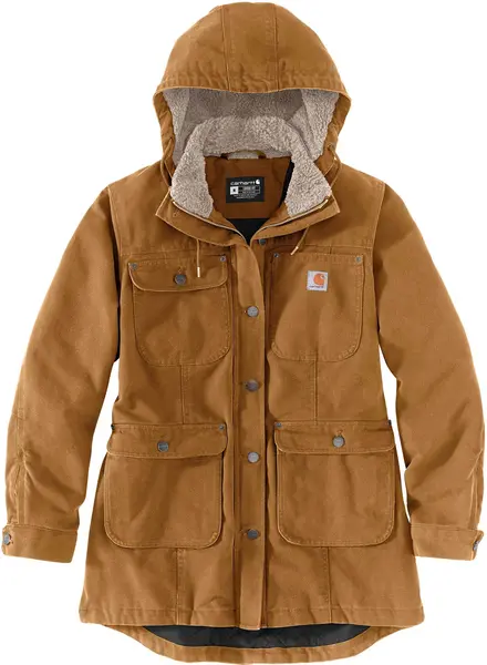 Image of Carhartt Loose Fit Weathered Duck Ladies Coat, brown, Size XS for Women
