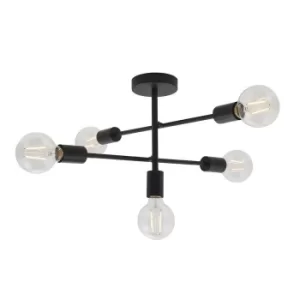 Image of Studio 5 Light Semi Flush Light Matt Black, E27